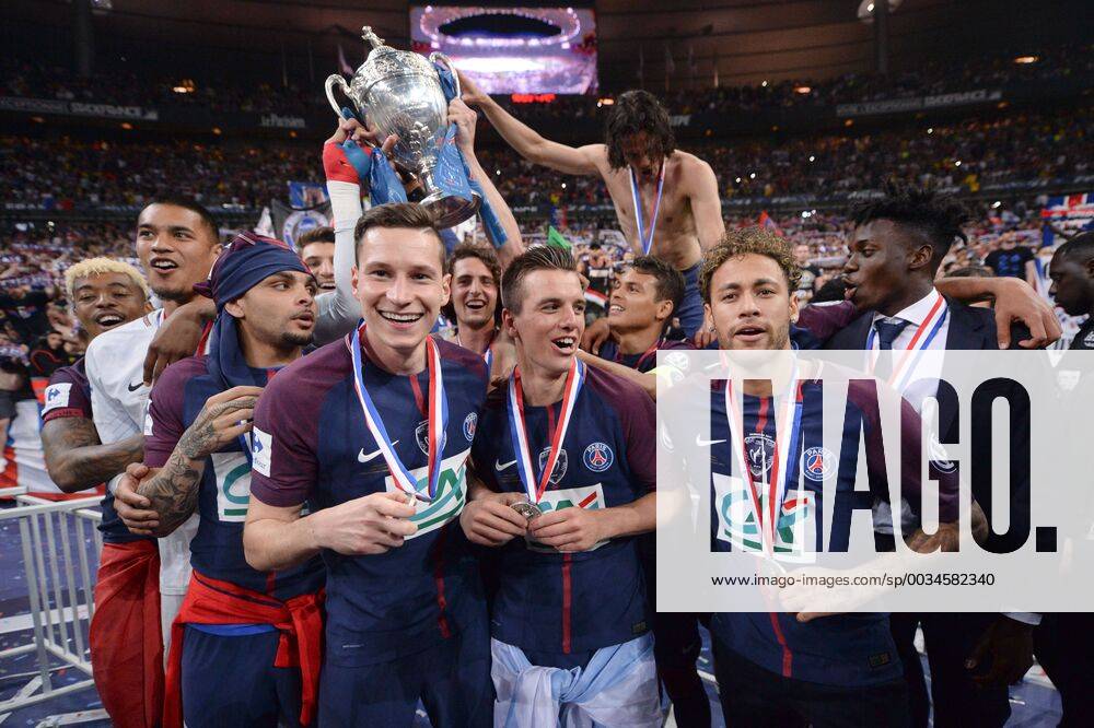 16 ALPHONSE AREOLA (PSG) - 20 LAYVIN KURZAWA (PSG) - 23 JULIAN DRAXLER (PSG) - 18 GIOVANI LO CELSO (PSG) - 10 NEYMAR JR (PSG) - 37 TIMOTHY WEAH (PSG) - JOIE FOOTBALL : Les Herbiers vs Paris SG - Coupe de France - Finale - 08 05 2018 AnthonyBIBARD FEP Panoramic