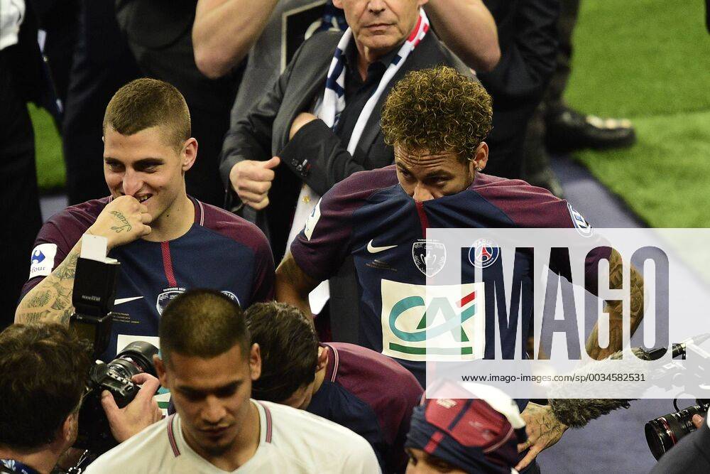 Neymar Jr (PSG) VERRATTI Marco (PSG) FOOTBALL : Les herbiers vs PSG - Finale de la Coupe de France - St Denis - 08 05 2018 JBAutissier Panoramic