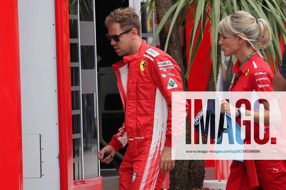 Photo4 LaPresse 10 05 2018 Barcelona, Spain Grand Prix Formula One Spain 2018 In the pic: Sebastian Vettel (GER) Scuderia Ferrari SF71H and Britta Roeske (AUT) Ferrari Press Officer. & xa9; Photo4 LaPresse 10 05 2018 Barcelona, Spain Sport Grand Prix Formula One Spain 2018 In the pic: Sebastian Vettel (GER) Scuderia Ferrari SF71H and Britta Roeske (AUT) Ferrari Press Officer.