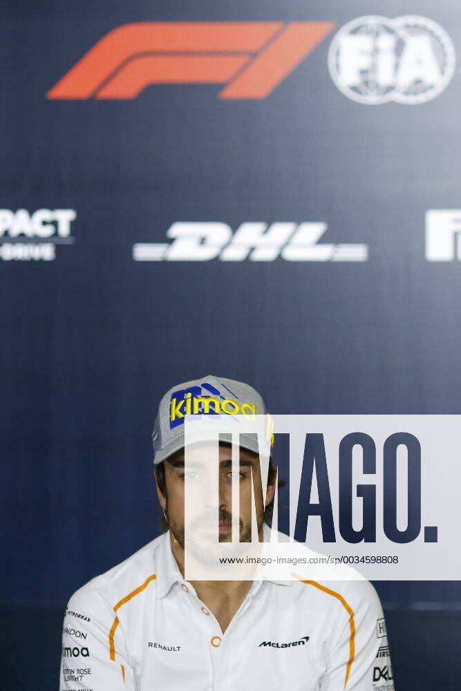 Barcelona, Catalonia, Spain - May 10th, 2018 - Circuit de Barcelona-Catalunya, Montmelo, Spain - Formula One Spanish GP 2018; Fernando Alonso of Team McLaren during the press conference PK Pressekonferenz Barcelona Formula One Spanish GP; .May 10th - ZUMAa178 20180510_zap_a178_005