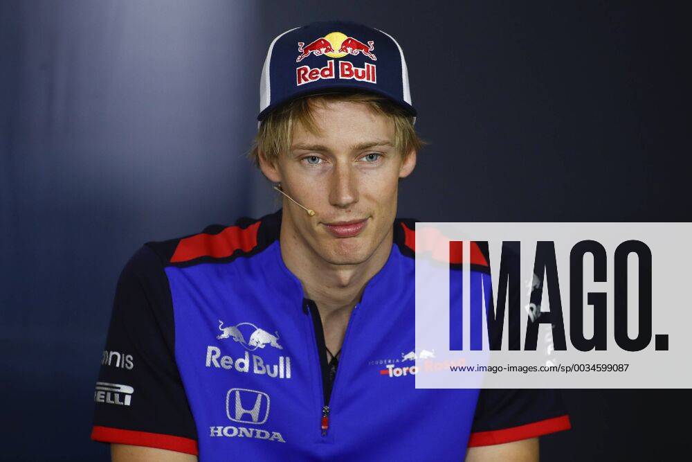 10th May, Circuit de Barcelona, Barcelona, Spain; Spanish Formula One Grand Prix, driver arrivals and press conference PK Pressekonferenz Brendon Hartley of Scuderia Toro Rosso Honda in to the press conference of the Spanish GP ActionPlus12022981