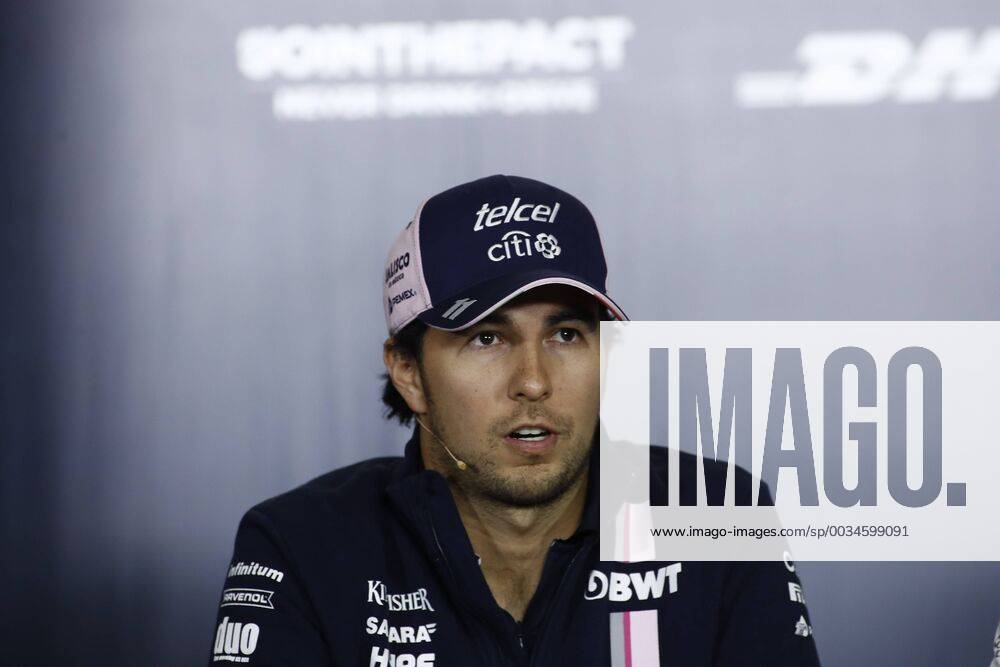 10th May, Circuit de Barcelona, Barcelona, Spain; Spanish Formula One Grand Prix, driver arrivals and press conference PK Pressekonferenz Sergio Perez of Sahara Force India F1 Team in to the press conference of the Spanish GP ActionPlus12022985