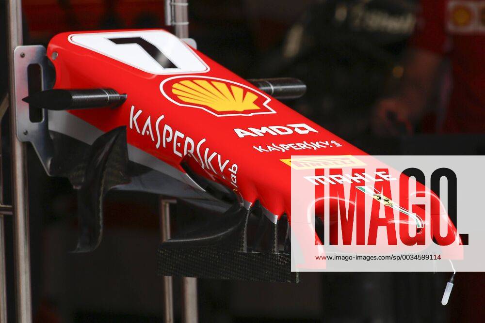 10th May, Circuit de Barcelona, Barcelona, Spain; Spanish Formula One Grand Prix, driver arrivals and press conference PK Pressekonferenz Front nose of Scuderia Ferrari on display ActionPlus12022994