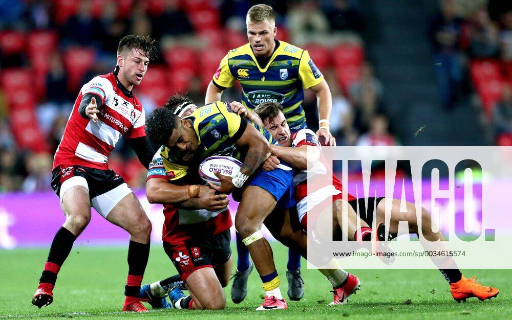 European Rugby Challenge Cup Final, San Mamà James Hanson and Mark Atkinson with Rey Lee-Lo 11 5 2018