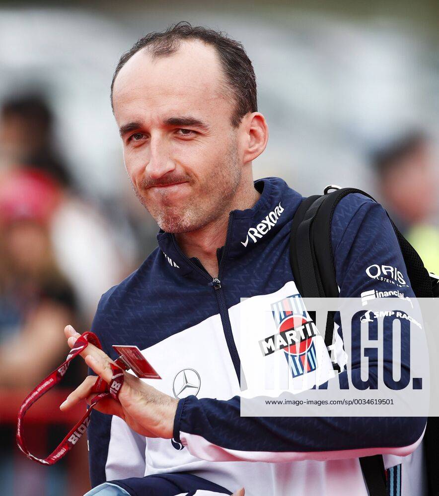 Barcelona, Catalonia, Spain - May 12th, 2018 - Circuit de Barcelona-Catalunya, Montmelo, Spain - Formula One Spanish GP 2018; Robert Kubica arrives to the paddock. Barcelona Formula One Spanish GP; .May 12th - ZUMAa178 20180512_zap_a178_003