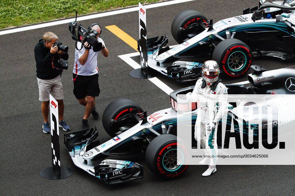 12th May, Circuit de Barcelona, Barcelona, Spain; Spanish Formula One Grand Prix, Saturday qualifying; Lewis Hamilton of Mercedes-AMG-Petronas Formula One Team celebrates his pole position in the Spanish GP ActionPlus12023922