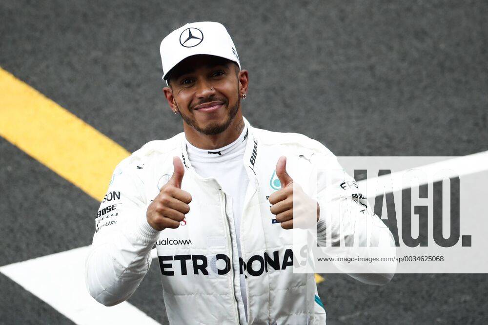 12th May, Circuit de Barcelona, Barcelona, Spain; Spanish Formula One Grand Prix, Saturday qualifying; Lewis Hamilton of Mercedes-AMG-Petronas Formula One Team celebrates his pole position in the Spanish GP ActionPlus12023924