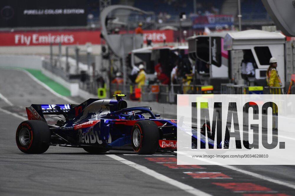 Pierre Gasly of France driving the (10) Scuderia Toro Rosso STR13 Honda coming out of pitlane during the qualifying for Spanish Formula One Grand Prix at Circuit de Catalunya on May 12, 2018 in Montmelo, Spain. Breton CordonxPressx xSpanishxF1xGrandxPrixx-xQualifyingx