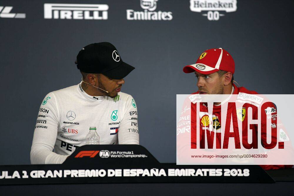 Photo4 LaPresse 12 05 2018 Barcelona, Spain Grand Prix Formula One Spain 2018 In the pic: Lewis Hamilton (GBR) Mercedes AMG F1 W09 and Sebastian Vettel (GER) Scuderia Ferrari SF71H & xa9; Photo4 LaPresse 12 05 2018 Barcelona, Spain Sport Grand Prix Formula One Spain 2018 In the pic: Lewis Hamilton (GBR) Mercedes AMG F1 W09 and Sebastian Vettel (GER) Scuderia Ferrari SF71H