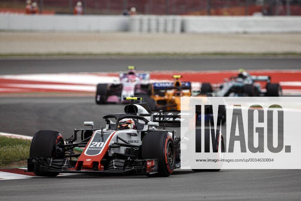 Montmelo, Spain - 20 Kevin Magnussen from Denmark with Haas F1 Team VF-18 Ferrari during the Qualifying of the Spanish Formula One Grand Prix at Circuit de Catalunya on May 12, 2018 in Montmelo, Spain. Spanish F1 Grand Prix - Qualifying - ZUMAn230 20180512_zaa_n230_954