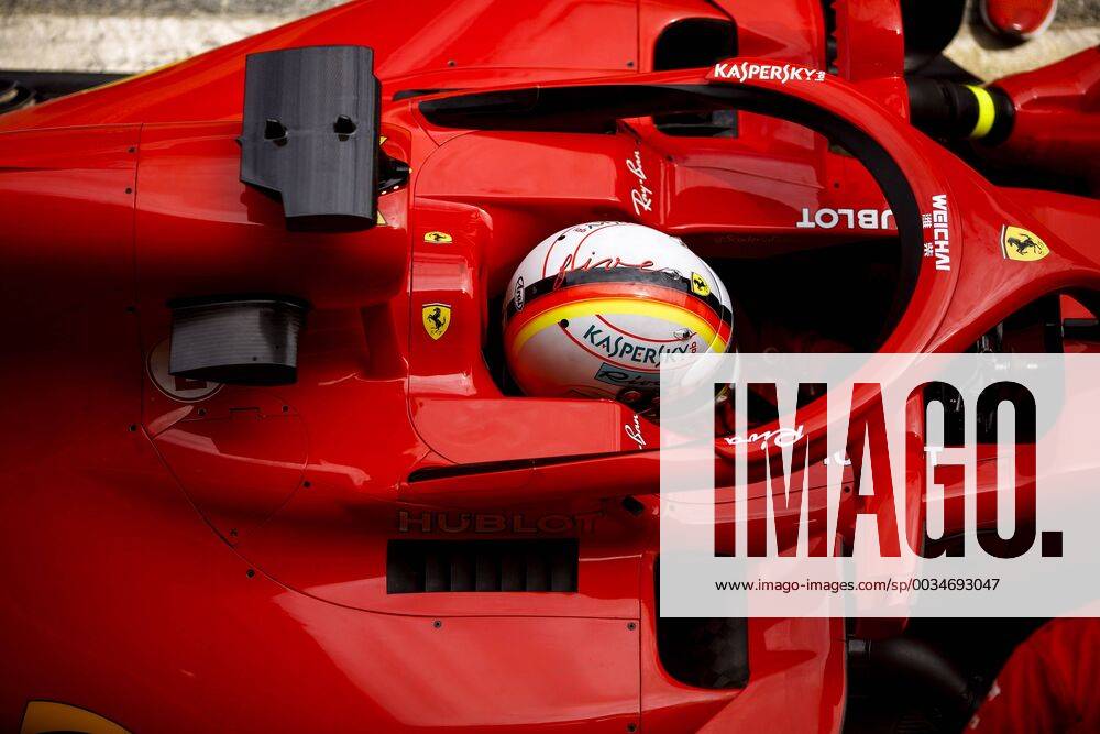 Montmelo, Spain - SEBASTIAN VETTEL of Scuderia Ferrari during the 2018 FIA Formula 1 World Championship WM Weltmeisterschaft in season testing at Circuit de Barcelona-Catalunya in Montmelo, Spain. Formula 1 2018 - In Season Testing - ZUMAg147 20180515_zap_g147_006