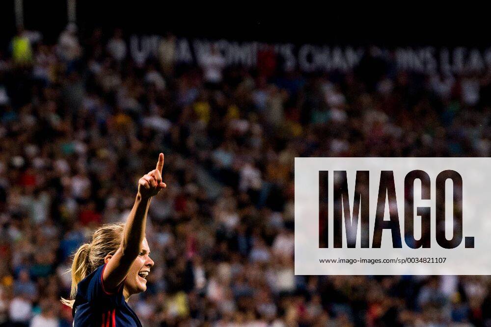 Ada Hegerberg of Lyon celebrates after 3 1 during the UEFA Womens Champions League final between VfL Wolfsburg and Olympique Lyonnais on May 24 2018 in Kyiv Photo Vegard Wivestad Cave BILDBYRAN Code VG 170174