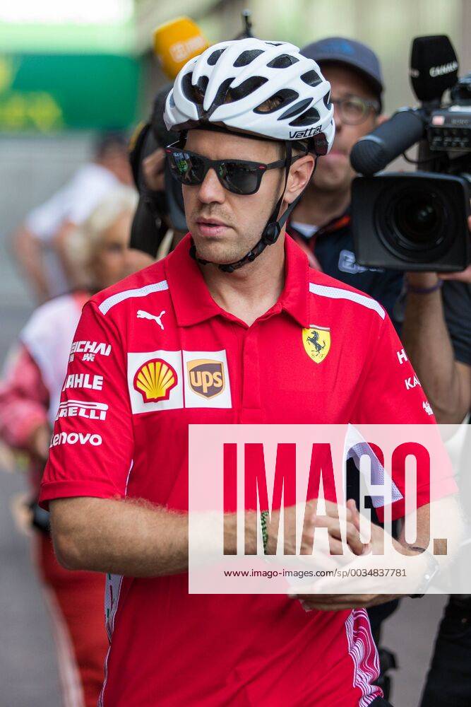 Sebastian Vettel Ferrari with bike Grand Prix of Monaco 2018 Race Motorsport Formula 1 26 05 2018 Grand Prix of Monaco 2018 Race Motorsport Formula 1 26 05 2018 Monte Carlo