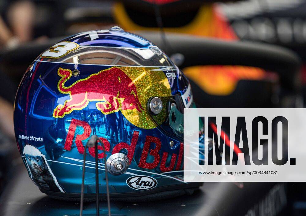 Helmet by Daniel Ricciardo Aston Martin Red Bull Racing Grand Prix of Monaco 2018 Race Motorsport Formula 1 26 05 2018 Grand Prix of Monaco 2018 Race Motorsport Formula 1 26 05 2018 Monte Carlo