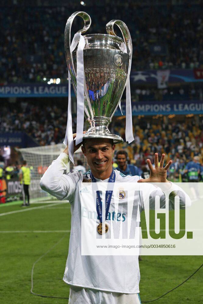 Real Madrid v Liverpool UEFA Champions League Final Cristiano Ronaldo of Real Madrid with the trophy at the end of the UEFA Champions League Final at the Olympic Stadium, Kiev Content Not Available For UK Newspapers
