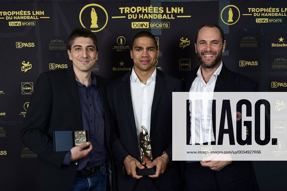 Benjamin Gille - Daniel Narcisse - Francois Xavier Chapon - Trophee d Honneur HANDBALL : Ceremonie des trophees des champions LNH 2018 - Paris - 01 06 2018 JBAutissier Panoramic