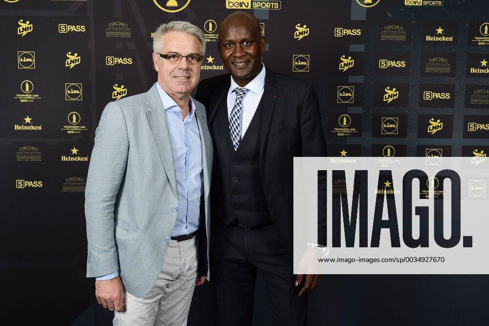 Olivier Girault - president de la LNH Thierry Anti - entraineur de Nantes HANDBALL : Ceremonie des trophees des champions LNH 2018 - Paris - 01 06 2018 JBAutissier Panoramic