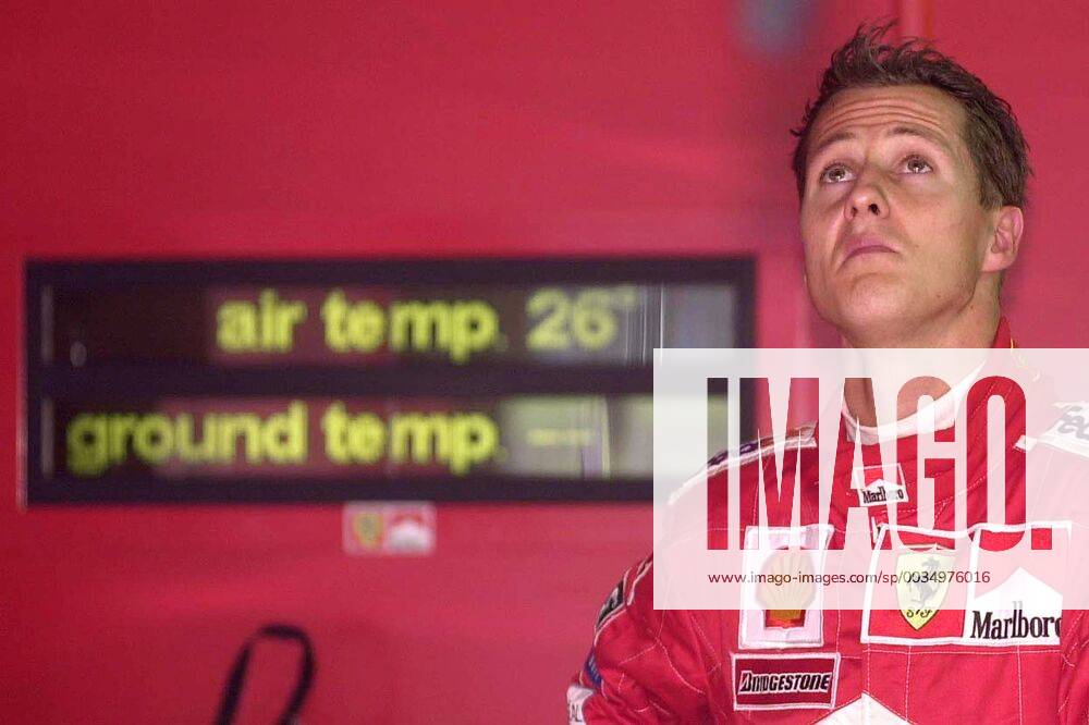 BRU14--FRANCORCHAMPS, BELGIUM: German Ferrari driver Michael Schumacher seen in the pits of the Francorchamps racetrack, this Friday 25 August 2000 two days before the Spa Francorchamps Formula One Grand Prix - BENOITxDOPPAGNE x502730x