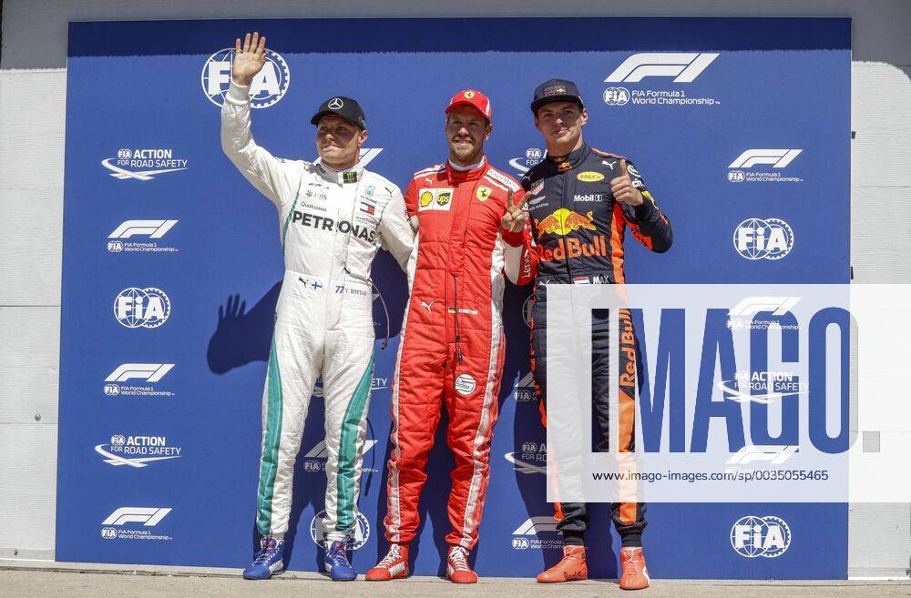 Motorsports: FIA Formula One World Championship WM Weltmeisterschaft 2018, Grand Prix of Canada 33 Max Verstappen (NDL, Red Bull Racing), 77 Valtteri Bottas (FIN, Mercedes AMG Petronas), , 5 Sebastian Vettel (GER, Scuderia Ferrari) Montreal Canada