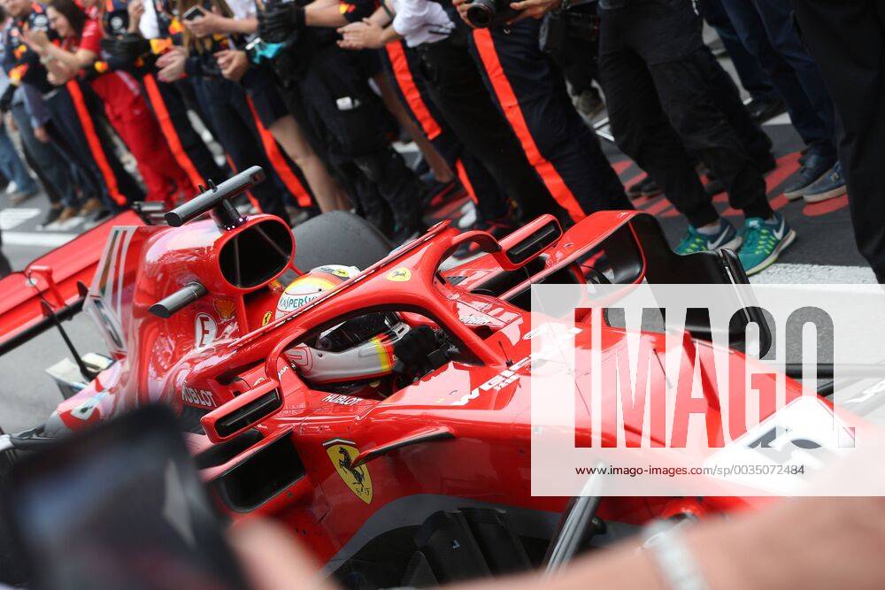 Photo4 LaPresse 10 06 2018 Montreal, Canada Grand Prix Formula One Canada 2018 In the pic: Sebastian Vettel (GER) Scuderia Ferrari SF71H is arriving in Parc ferme