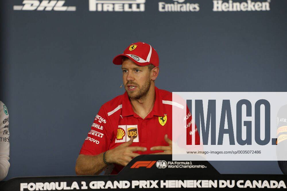 Photo4 LaPresse 10 06 2018 Montreal, Canada Grand Prix Formula One Canada 2018 In the pic: after race Official Fia press conference PK Pressekonferenz Sebastian Vettel (GER) Scuderia Ferrari SF71H