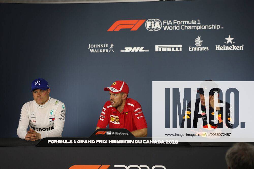 Photo4 LaPresse 10 06 2018 Montreal, Canada Grand Prix Formula One Canada 2018 In the pic: L to r Valtteri Bottas (FIN) Mercedes AMG F1 W09, Sebastian Vettel (GER) Scuderia Ferrari SF71H and Max Verstappen (NED) Red Bull Racing RB14