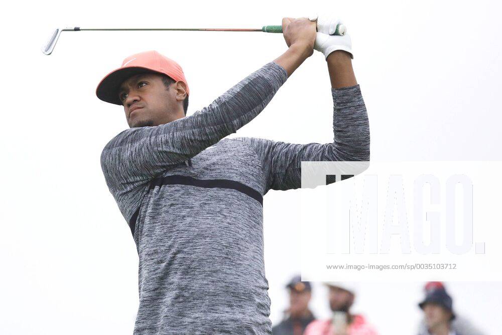 Tony Finau hits a tee shot during a practice round on the Wednesday before the 118th U.S. Open Championship at Shinnecock Hills Golf Club in Southampton, New York on June 13, 2018. NYP20180613310 JOHNxANGELILLO