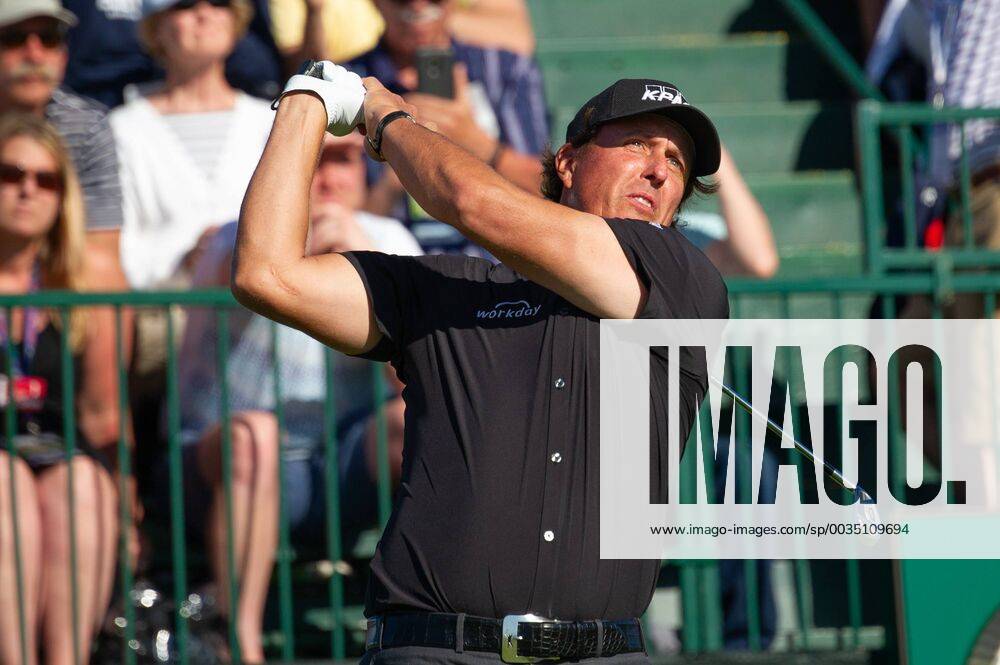 Phil Mickelson from the United States tees off on the 10th hole in the first round of the 118th U.S. Open Championship at Shinnecock Hills Golf Club in Southampton, New York on June 14, 2018. NYP20180614106 COREYxSIPKIN