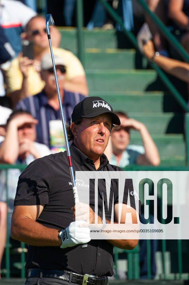 Phil Mickelson from the United States tees off on the 10th hole in the first round of the 118th U.S. Open Championship at Shinnecock Hills Golf Club in Southampton, New York on June 14, 2018. NYP20180614107 COREYxSIPKIN