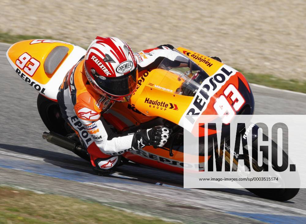 Marc Marquez (Spanien KTM) auf seiner Maschine Motorsport Herren Weltmeisterschaft 2008, Motorrad, Motorradrennen, Motorradrennsport, Motorradsport, Test, Tests Einzelbild Jerez Motorsport Herren Weltmeisterschaft 2008, Motorrad, Motorradrennen, Motorradrennsport, Motorradsport, Test, Tests Einzelbild Jerez
