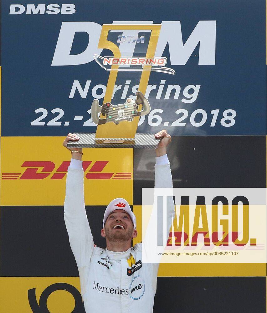 Motorsport season 2018 4 race weekend Norisring Nürnberg DTM German Touring Car Championship JüRa Edoardo Mortara 48 Mercedes AMG DTM Team HWA Cheers Joy after Victory