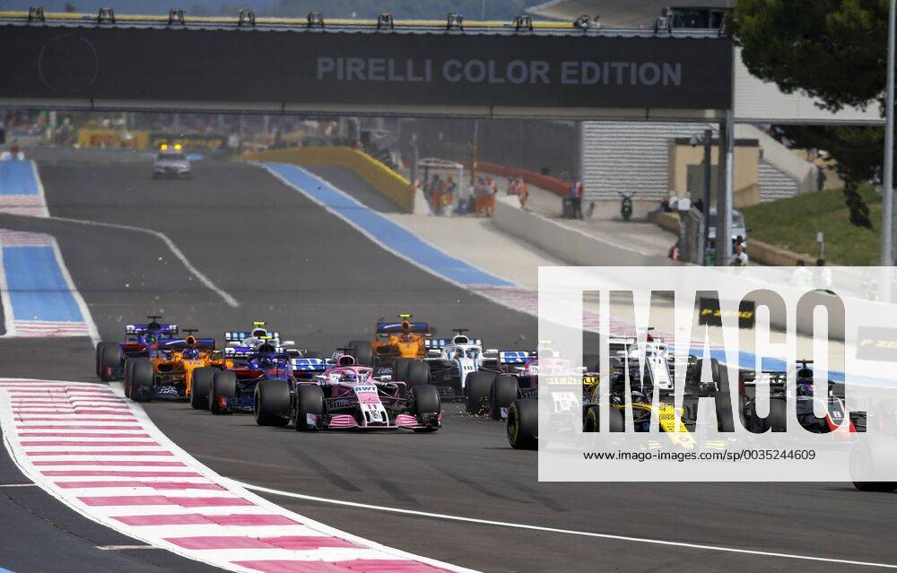 Motorsports: FIA Formula One World Championship WM Weltmeisterschaft 2018, Grand Prix of France, Start, 27 Nico Hulkenberg (GER, Renault Formula One Team), 8 Romain Grosjean (FRA, Haas F1 Team), 11 Sergio Perez (MEX, Sahara Force India F1 Team), Le Castellet France