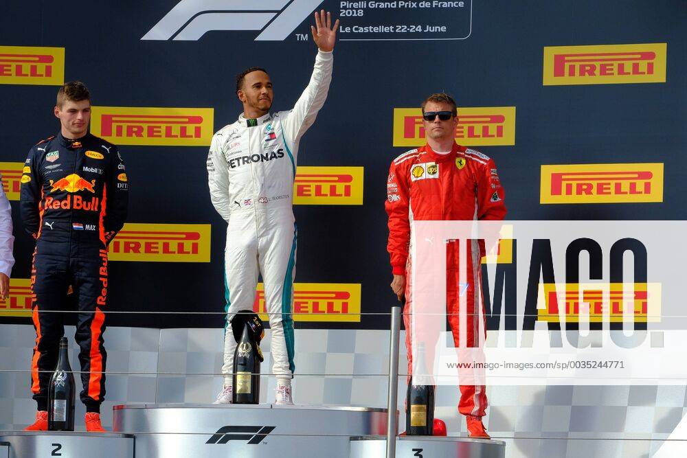 Le Castellet, Var, France - Mercedes 44 Driver LEWIS HAMILTON (GBR) win the Formula one French Grand Prix at the Paul Ricard circuit at Le Castellet - France, Max Verstappen finish second and Kimi Raikkonen third F1 2018: French Grand Prix : Lewis Hamilton won - ZUMAp119 20180624_zaf_p119_003