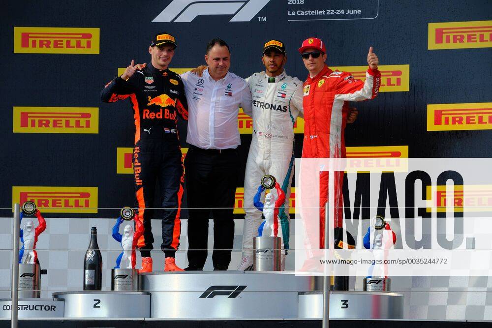 Le Castellet, Var, France - Mercedes 44 Driver LEWIS HAMILTON (GBR) win the Formula one French Grand Prix at the Paul Ricard circuit at Le Castellet - France, Max Verstappen finish second and Kimi Raikkonen third. F1 2018: French Grand Prix : Lewis Hamilton won - ZUMAp119 20180624_zaf_p119_004