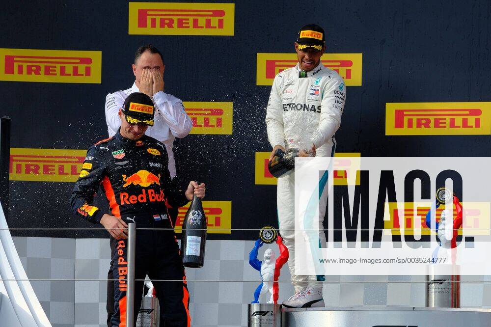 Le Castellet, Var, France - Mercedes 44 Driver LEWIS HAMILTON (GBR) win the Formula one French Grand Prix at the Paul Ricard circuit at Le Castellet - France, Max Verstappen finish second and Kimi Raikkonen third. F1 2018: French Grand Prix : Lewis Hamilton won - ZUMAp119 20180624_zaf_p119_005