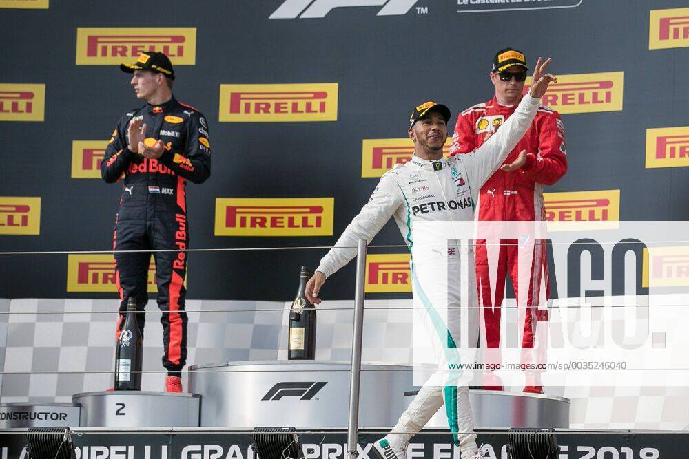Vl Max Verstappen Red Bull Racing Lewis Hamilton Mercedes AMG Petronas Formula One Team and Kimi Raikkoenen Scuderia Ferrari Grand Prix of France 2018 Race Motorsport Formula 1 24 06 2018 Le Castellet