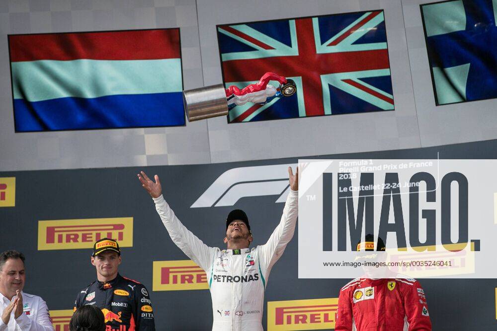 Vl Max Verstappen Red Bull Racing Lewis Hamilton Mercedes AMG Petronas Formula One Team and Kimi Raikkoenen Scuderia Ferrari Grand Prix of France 2018 Race Motorsport Formula 1 24 06 2018 Le Castellet