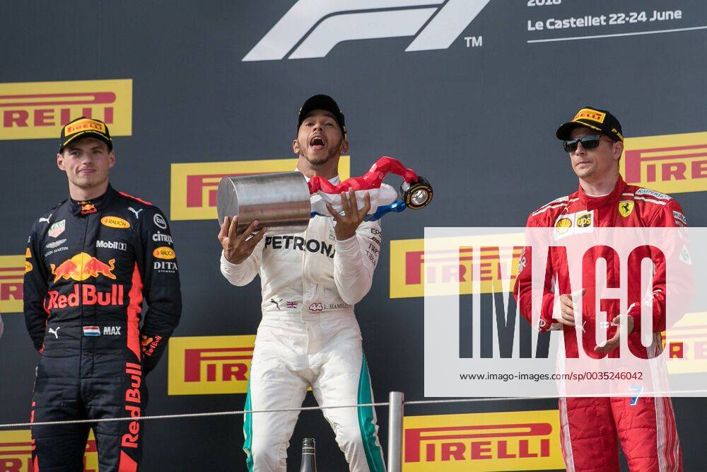 Vl Max Verstappen Red Bull Racing Lewis Hamilton Mercedes AMG Petronas Formula One Team and Kimi Raikkoenen Scuderia Ferrari Grand Prix of France 2018 Race Motorsport Formula 1 24 06 2018 Le Castellet