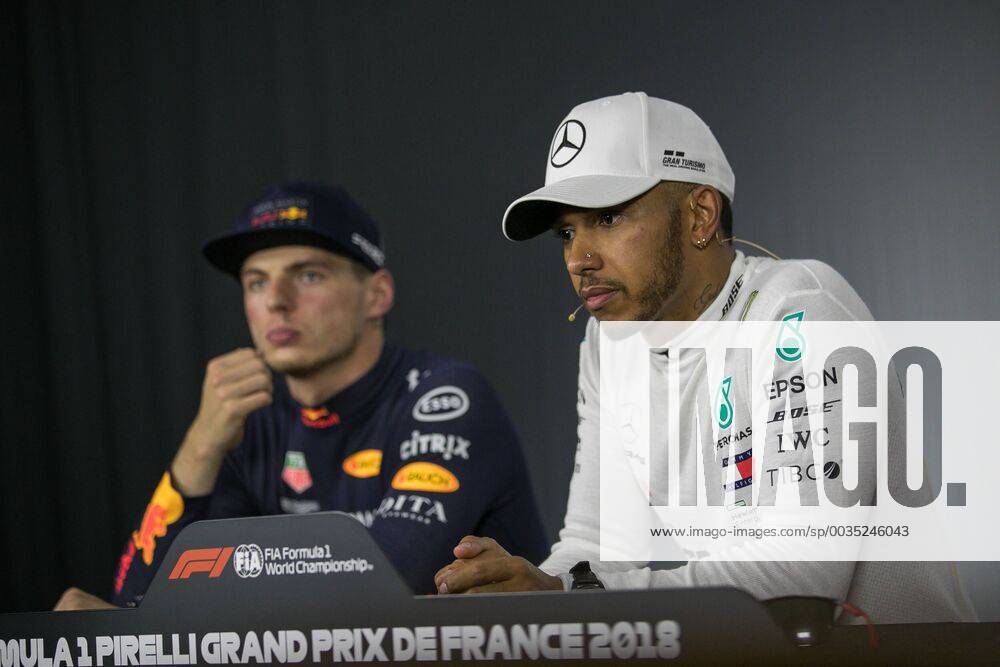 Max Verstappen Red Bull Racing and Lewis Hamilton Mercedes AMG Petronas Formula One Team French Grand Prix 2018 Race Motorsport Formula 1 24 06 2018 Le Castellet