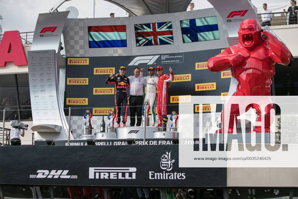 Vl Max Verstappen Red Bull Racing Ron Meadows Team Manager Mercedes AMG Petronas Formula One Team Lewis Hamilton Mercedes AMG Petronas Formula One Team Kimi Raikkoenen Scuderia Ferrari Grand Prix of France 2018 Race Motorsport Formula 1 24 06 2018 Le Castellet