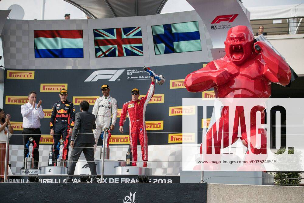 Max Verstappen Red Bull Racing Lewis Hamilton Mercedes AMG Petronas Formula One Team and Kimi Raikkoenen Scuderia Ferrari at the Grand Prix Grand Prix of France 2018 Race Motorsport Formula 1 24 06 2018 Le Castellet