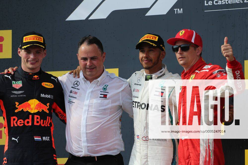 Photo4 LaPresse 24 06 2018 Paul Ricard, France Grand Prix Formula One France 2018 In the pic: Podium, winner Lewis Hamilton (GBR) Mercedes AMG F1 W09 , 2nd Max Verstappen (NED) Red Bull Racing RB14, 3rd Kimi Raikkonen (FIN) Scuderia Ferrari SF71H