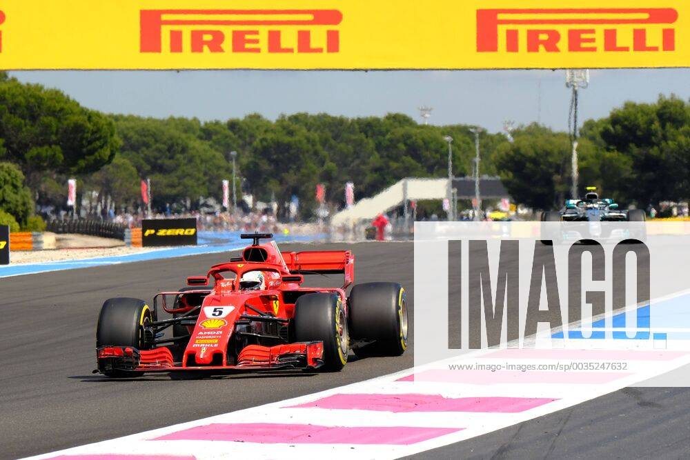 Le Castellet, Var, France - Ferrari 5 Driver SEBASTIAN VETTEL (GER) in action during the Formula one French Grand Prix at the Paul Ricard circuit at Le Castellet - France. F1 2018: French Grand Prix : Lewis Hamilton won - ZUMAp119 20180624_zaf_p119_031