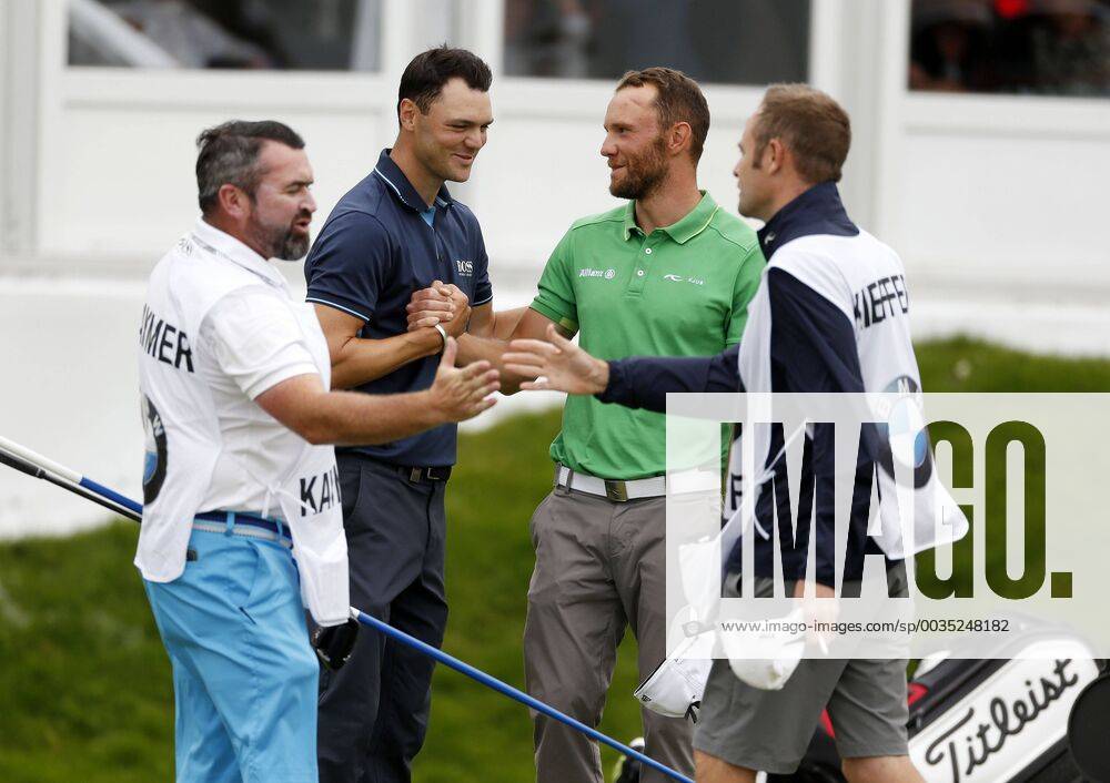 Golf 30 BMW International Open Golf Club Lärchenhof Pulheim near Cologne on 24 June 2018 Martin KAYMER GER 2 v left with his caddy li and Maximilian KIEFFER GER 2 v re and his caddy re after the conclusion of the joint round