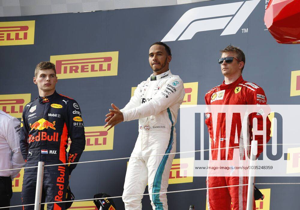 Motorsports: FIA Formula One World Championship WM Weltmeisterschaft 2018, Grand Prix of France, 33 Max Verstappen (NLD, Aston Martin Red Bull Racing), 44 Lewis Hamilton (GBR, Mercedes AMG Petronas Motorsport), 7 Kimi Raikkonen (FIN, Scuderia Ferrari), Le Castellet France