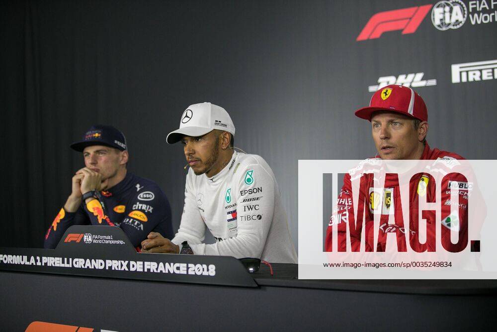 Vl Max Verstappen Red Bull Racing Lewis Hamilton Mercedes AMG Petronas Formula One Team and Kimi Raikkoenen Scuderia Ferrari Grand Prix of France 2018 Race Motorsport Formula 1 24 06 2018 Le Castellet