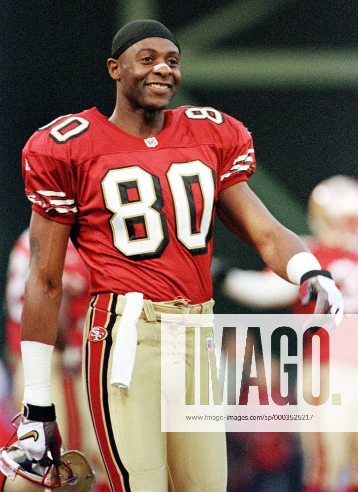 Jerry Rice (San Francisco 49ers) - (OCP99122704) American Football Herren NFL 1999 2000, 49 ers Einzelbild San Francisco Freude, American Football Herren NFL 1999 2000, 49 ers Einzelbild San Francisco Freude,