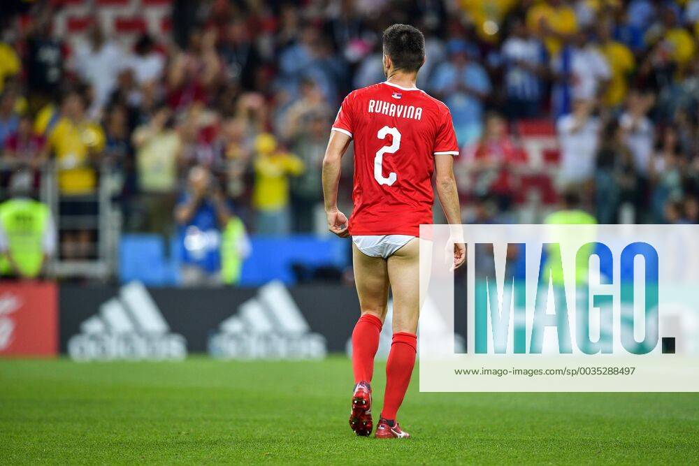 - SPORT Antonio Rukavina of Serbia who lost his shorts walks towards the sideline after their Group E match against Brazil during the FIFA World Cup WM Weltmeisterschaft Fussball 2018 in Moscow, Russia, 27 June 2018. Brazil beat Serbia to advance into last 16 20180628_82348