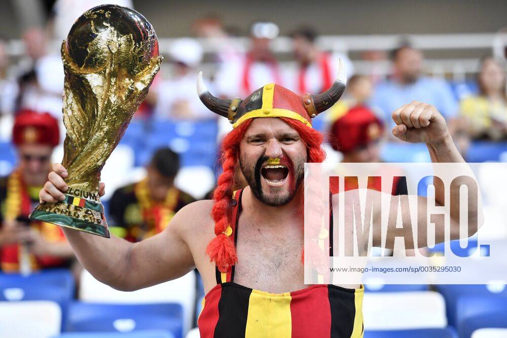 A Red Devils supporter pictured before a soccer game between Belgian national soccer team the Red Devils and England, Thursday 28 June 2018 in Kaliningrad, Russia, the third and last in Group G of the FIFA World Cup WM Weltmeisterschaft Fussball 2018. DIRKxWAEM x05373896x