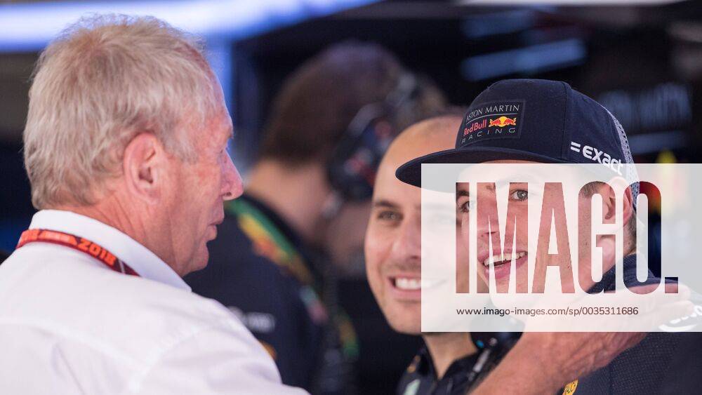 FORMULA 1 - GP of Austria 2018 SPIELBERG,AUSTRIA,30.JUN.18 - MOTORSPORTS, FORMULA 1 - Grand Prix of Austria, Red Bull Ring, free practice. Image shows motorsport consultant Helmut Marko (Red Bull) and Max Verstappen (NED Red Bull Racing). GEPAxpictures xDanielxGoetzhaber